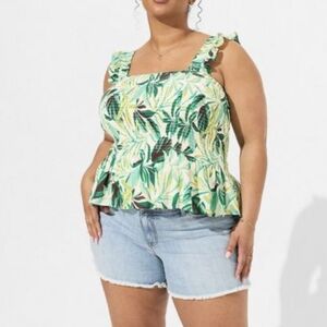 NWT 2X Torrid Tropical Leaf Print Ruffle Strap Tube Tank Top